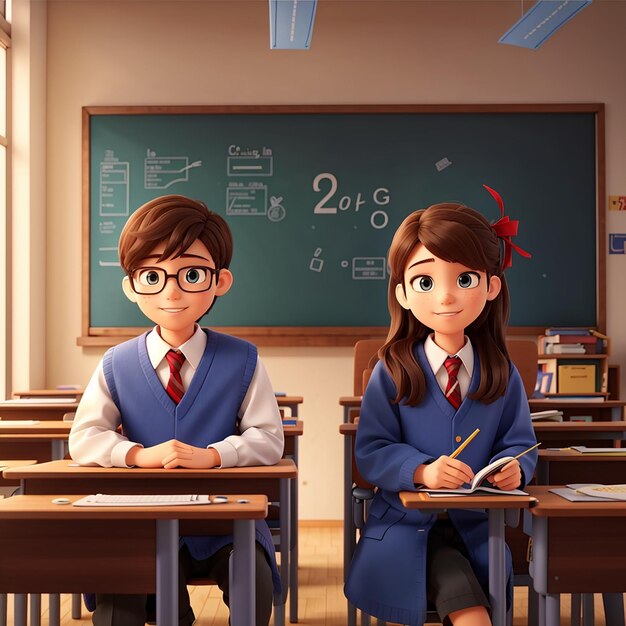 Graduation boy and girl in the class room