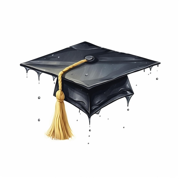 Graduation Cap 2d cartoon illustraton on white background