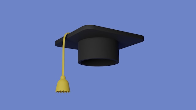 파란색 바탕에 졸업 모자 졸업 및 공부 개념 교육 개념