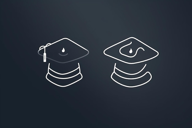 졸업 모자 아이콘 라인 및 글리프 버전 학생 모자 개요 및 채워진 벡터 기호 Academic ca