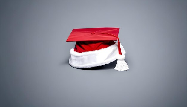 Foto un berretto di laurea ridisegnato in un cappello di babbo natale