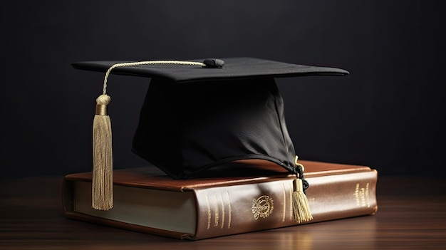 a graduation cap on top of a book