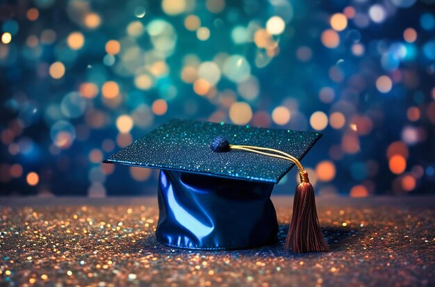 Photo graduation cap with sparkles in background