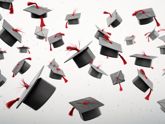 Graduation caps on air