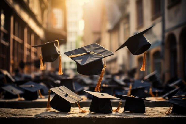 Graduation Caps Thrown in the Air professional advertising photography