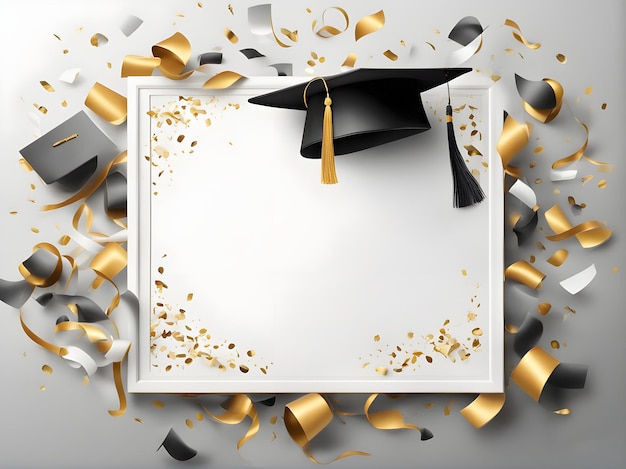 Foto modello di congratulazioni per la laurea con cappello e palloncini