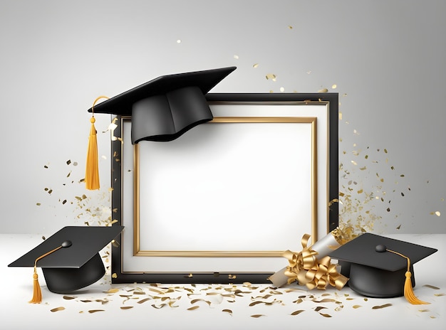 Graduation congratulations template With a hat and balloons
