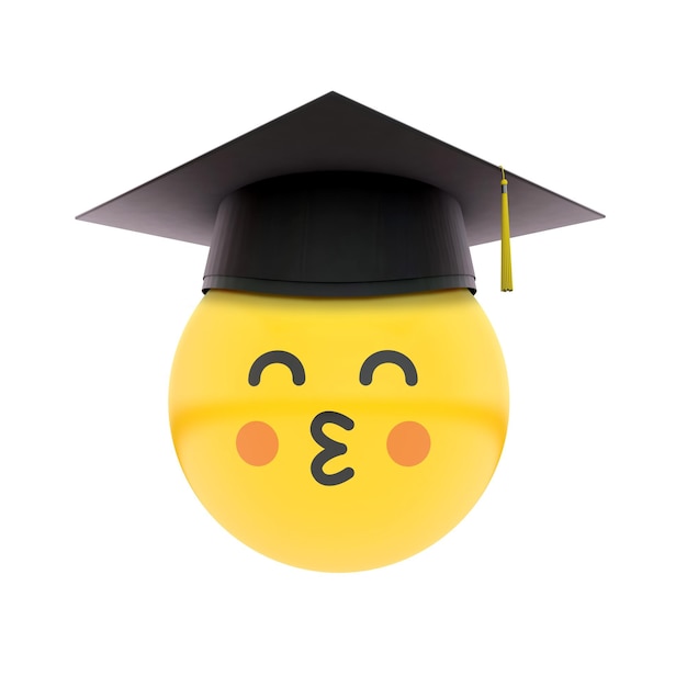 Graduation emoji wearing a traditional graduation cap Education concept 3D Rendering