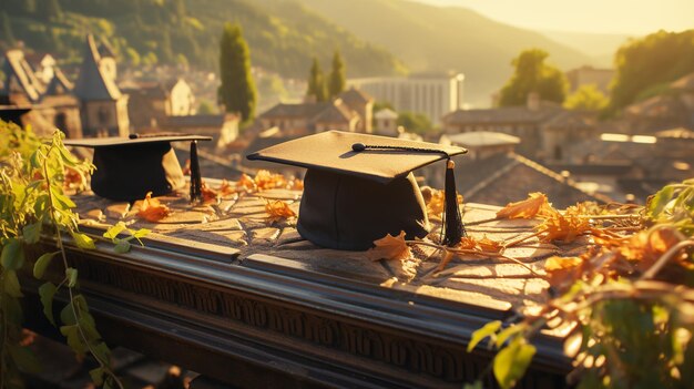 Foto il successo della nappa del cappuccio dell'abito da laurea ha raggiunto lo sfondo