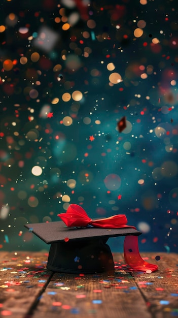 Foto modello di biglietto di auguri di laurea con sfondo festivo spazio vuoto per il testo