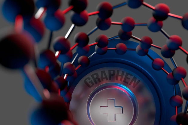 grafeen batterij binnen concept 3d render illustratie