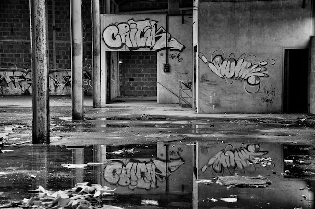 Photo graffiti on abandoned building