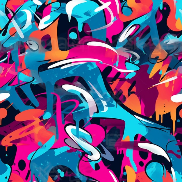 graffiti art background with colorful shapes and spray paint generative ai