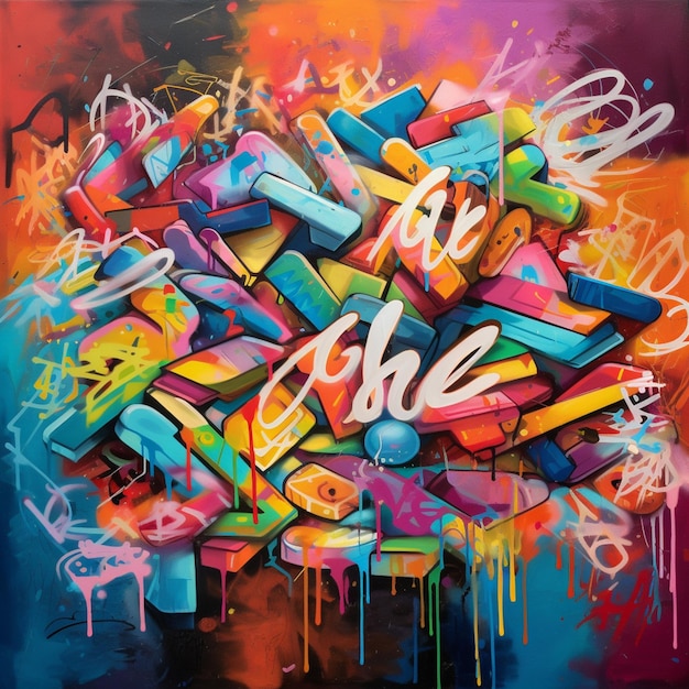 Graffiti art of a pile of colorful graffiti letters with the word love generative ai