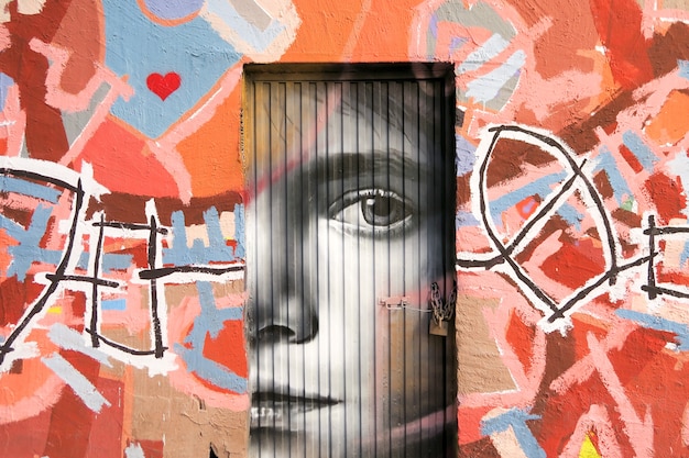 Photo graffiti in a door