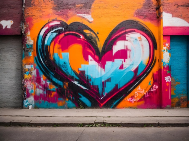 Photo a graffiti heart on an urban wall