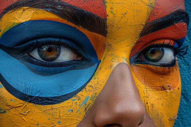 A graffiti mural depicting a womans eye with aqua makeup in striking colors AI Generated