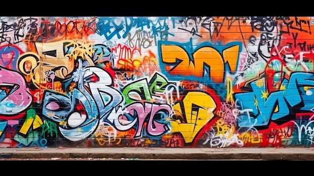 사진 도시 문화의 추상적인 표현으로 벽에 그라피티