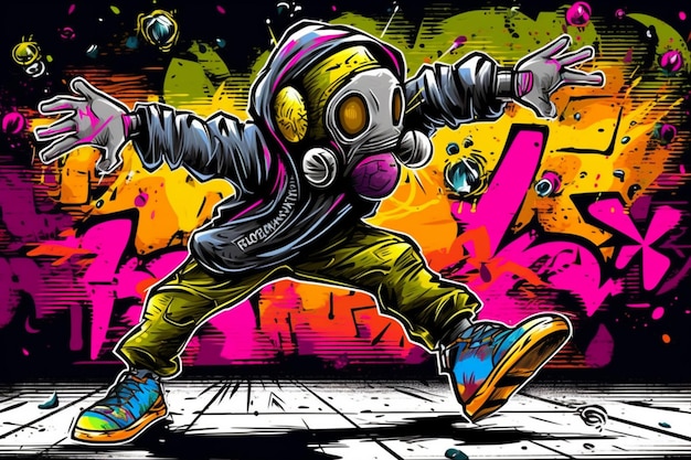 Graffiti style wallpaper drawing