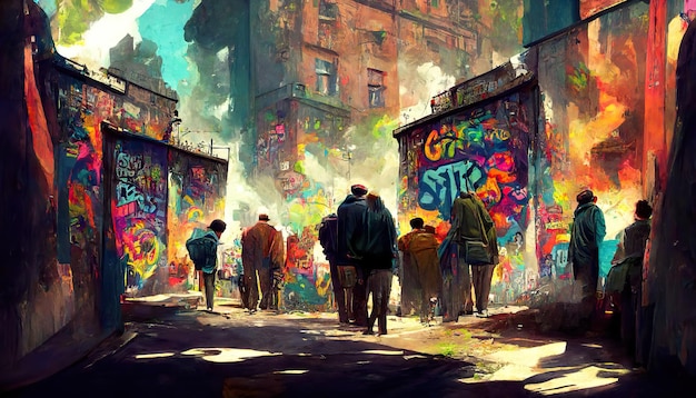 Graffitis tags street art city concept art