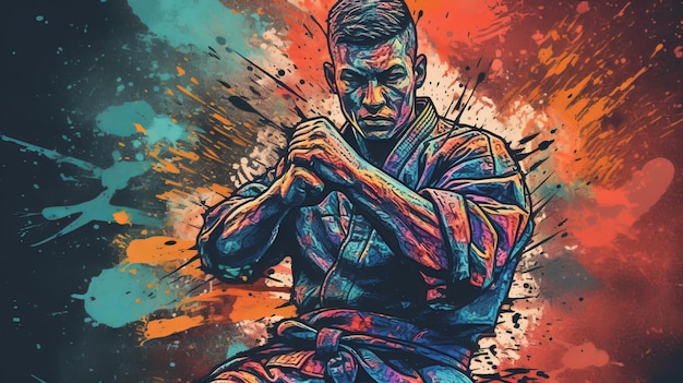 Graffitistyle Jiu Jitsu Fighter