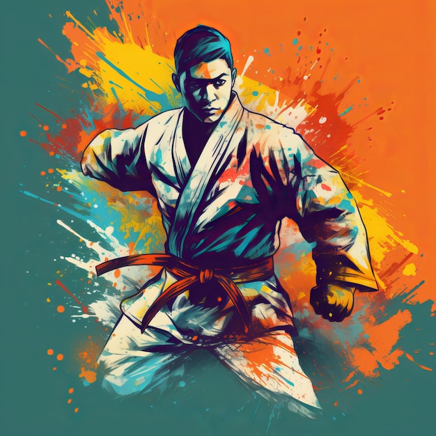 Photo graffitistyle jiu jitsu fighter