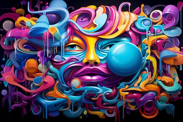 Уличное искусство в стиле граффити, сочетающее яркие цвета a 00634 03