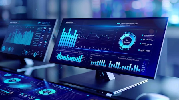 grafiek en diagram financiële technologie dashboard op het scherm