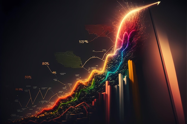 grafiek met een gestage opwaartse trend die het idee van groei en financieel succes vertegenwoordigt