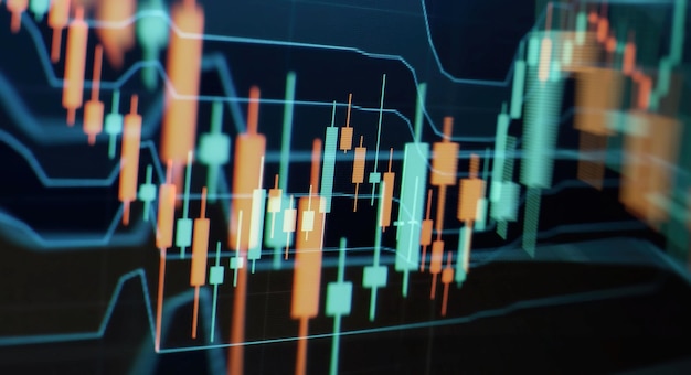 Grafiekgrafiek van de handel in beursinvesteringen Financiële grafiek met stijgende trendlijngrafiek Vermogensbeheer met risicodiversificatieconcept