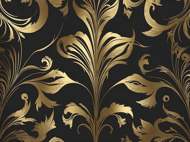 grafisch naadloos asymmetrisch goudbladpatroon op zwarte achtergrond textuurontwerp