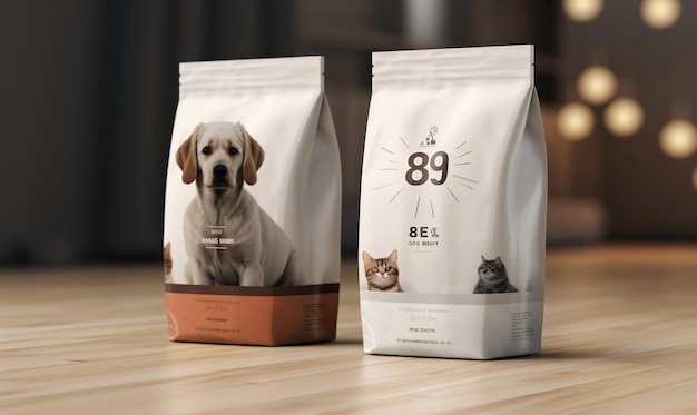 Grafisch ontwerp voor merkverpakkingen van huisdierenproducten PSD-model