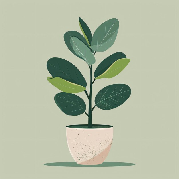 Grafische illustratie van een pot met gestileerde ficusbloem