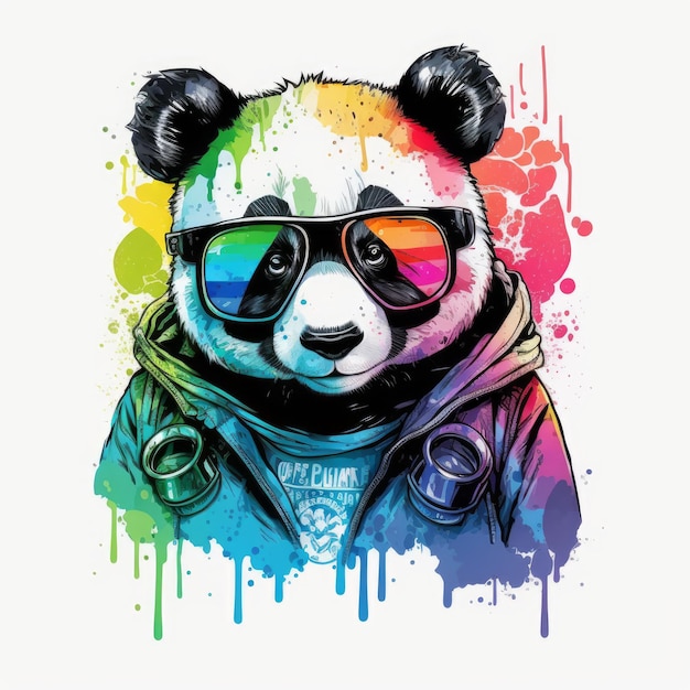 Grafische t-shirtvector van een schattige panda kleurrijke generatieve AI