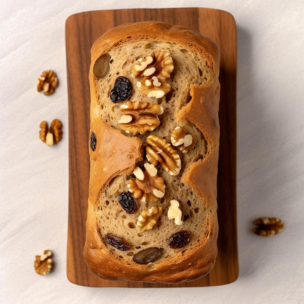 Grain baked loaf with nuts isolated on plain background