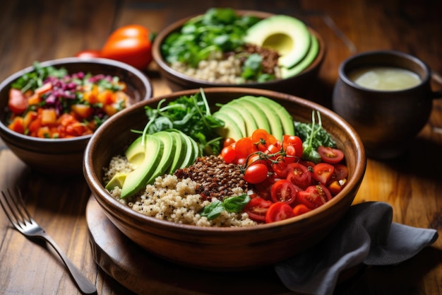 Grain bowls with quinoa beans and vegetables