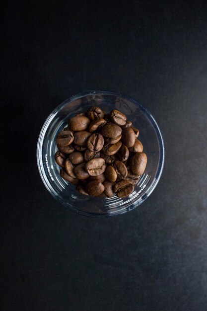 Grains of coffee in barista shot