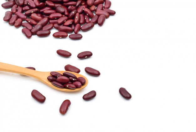 Grains Red beans in a sack on a white background