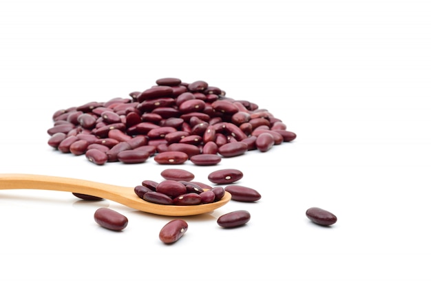 Grains Red beans in a sack on a white background