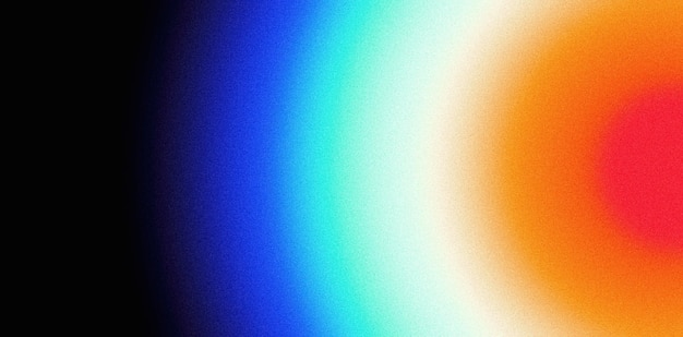 Фото Зернистый фон светящийся яркий цветовой градиент синий оранжевый красный черный круг кольцо шум текстура баннер плакат дизайн