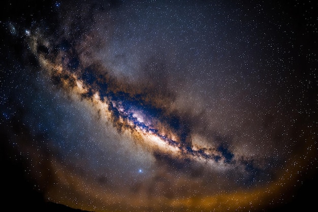天の川銀河の粒子の粗い長時間露光ビュー