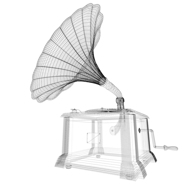 Gramophone 3D-model carrosseriestructuur, draadmodel