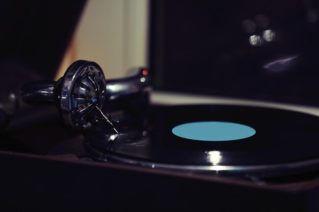 Photo gramophone on dark background