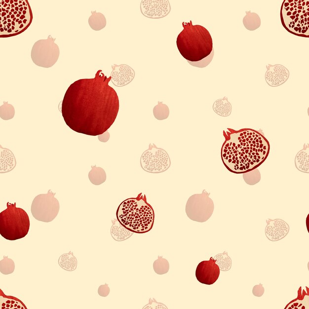 Granaatappel rood half beige patroon schets. Een aquarel illustratie. Hand getekende textuur en isoleren