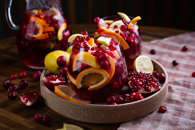 Granaatappel winter of herfst sangria met sinaasappelsap