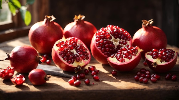 Granaatappels op een snijplank