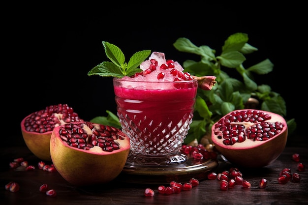 Granaatappelzaadjes in een fruitcocktail