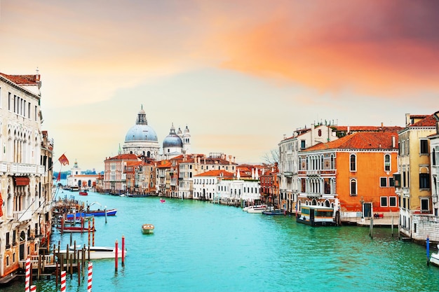 Grand Canal and Basilica Santa Maria della Salute in Venice Italy