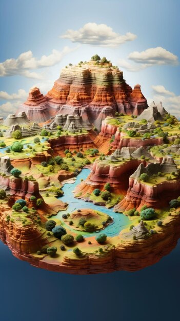 Grand Canyon Arizona USA with 3d craft and isolated background