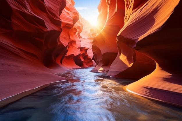 Foto sfondo colorato del grand canyon con una piscina generata dall'intelligenza artificiale